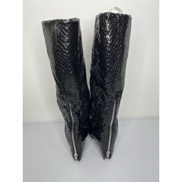 Steve Madden Paley Snake Embossed Synthetic Boot Pointed Toe Women's Black Sz 11 - Picture 8 of 10